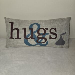 Decorative Gray Pillow with Hugs & Kisses Design